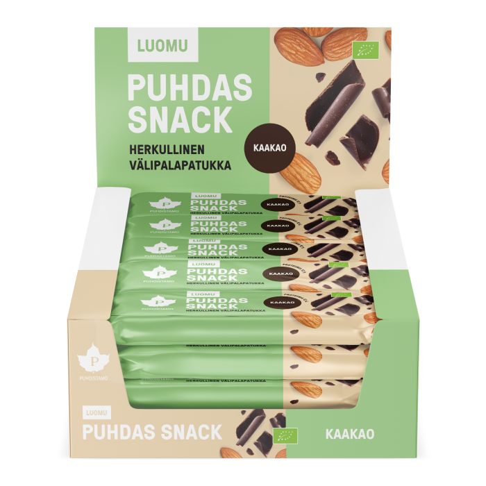 Puhdistamo Puhdas Snack -patukka, Kaakao, Luomu 20x40 g