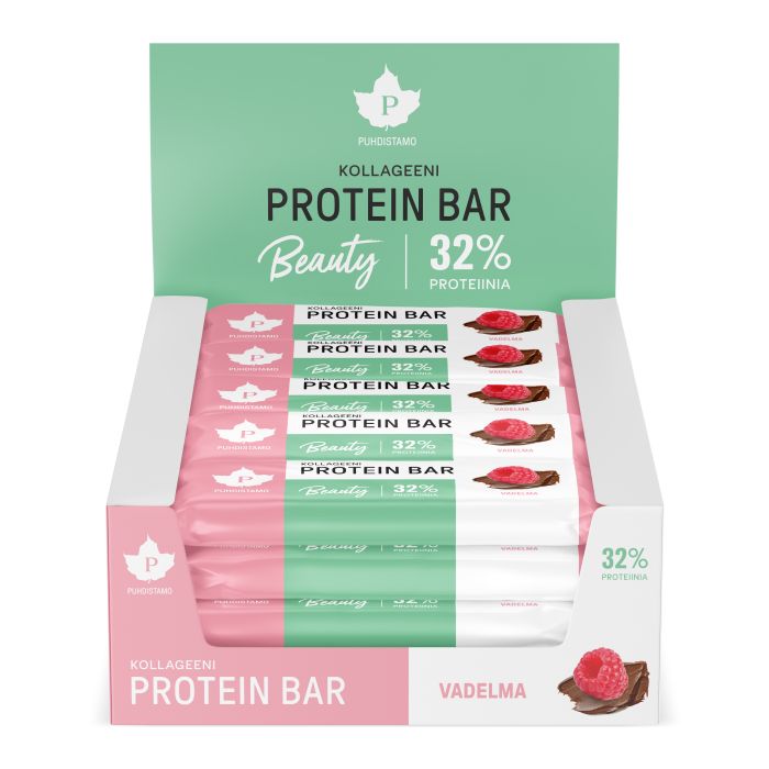 Puhdistamo Kollageeni Beauty proteiinipatukka, Vadelma 24x30g