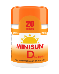 Minisun D-vitamiini 20 mikrog 200 tabl