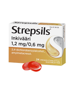 STREPSILS INKIVÄÄRI imeskelytabletti 1,2/0,6 mg 24 fol