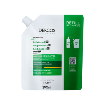 Vichy Dercos Shampoo Anti-dandruff kuiville hiuksille täyttöpakkaus 390 ml