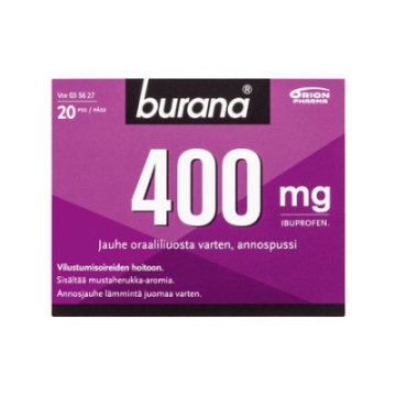BURANA jauhe oraaliliuosta varten, annospussi 400 mg 20 kpl
