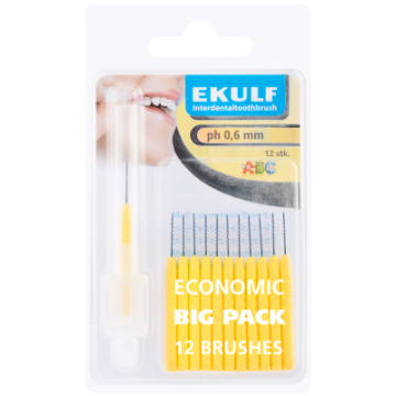 Ekulf hammasväliharja ph ABC 0,6 keltainen 12 kpl