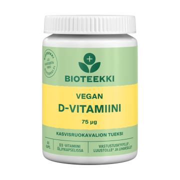 Bioteekki Vegan D-vitamiini 75 mikrog. 60 kaps