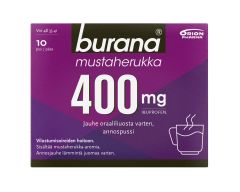 BURANA MUSTAHERUKKA jauhe oraaliliuosta varten, annospussi 400 mg 10 kpl