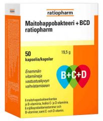 MAITOHAPPOBAKTEERI B+C+D RATIOPHARM 100 KAPS